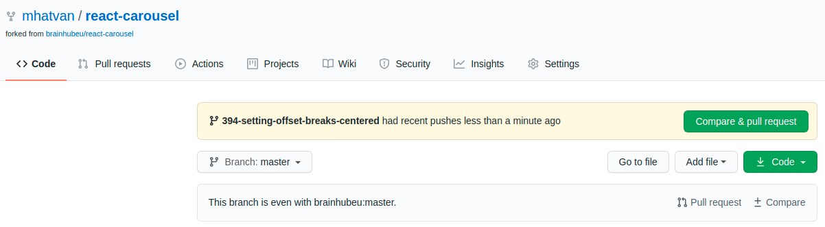 GitHub compare and pull request