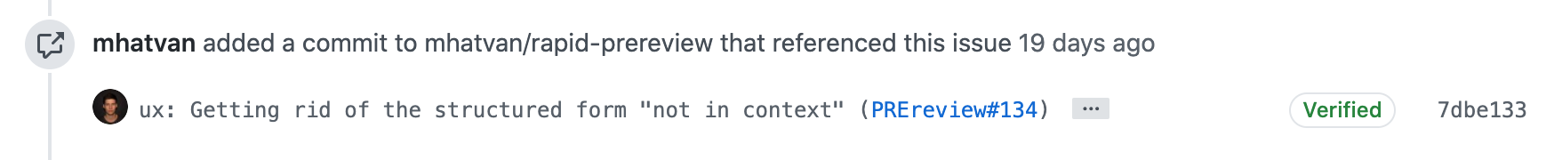 Referenced commit ID in commit